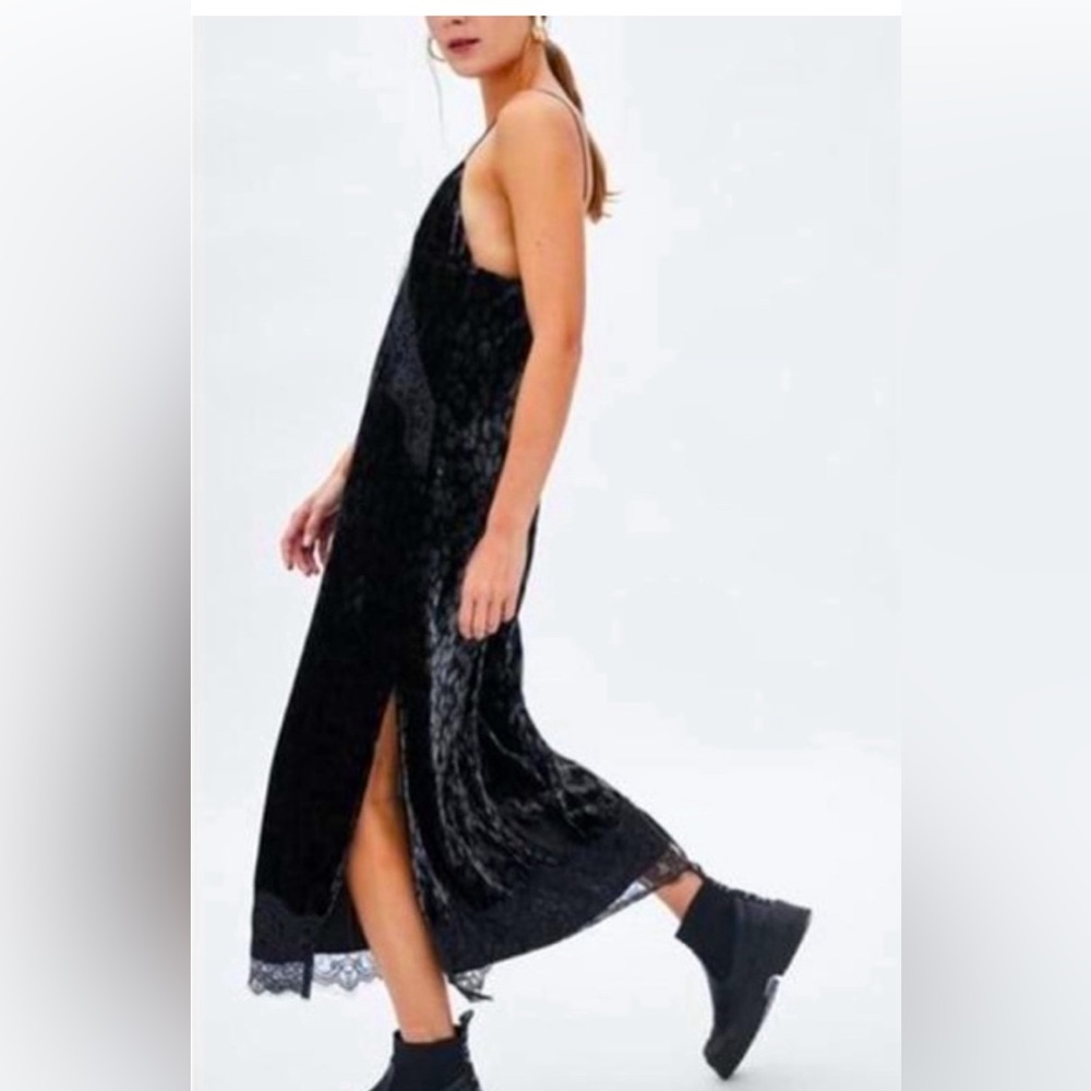 Zara black velvet long dress
